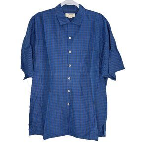 Fonte Luxury Silk  Tencel Iridescent Button Up Men Sz  L Blue Check